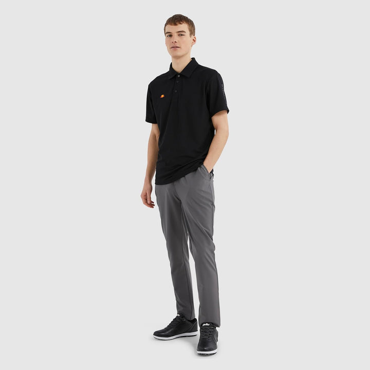 Ellesse Herren Bertola Anti-Odour-Feuchtigkeitsdocht 3-Knopf-Golf Polo-Hemd L Schwarz, L Schwarz