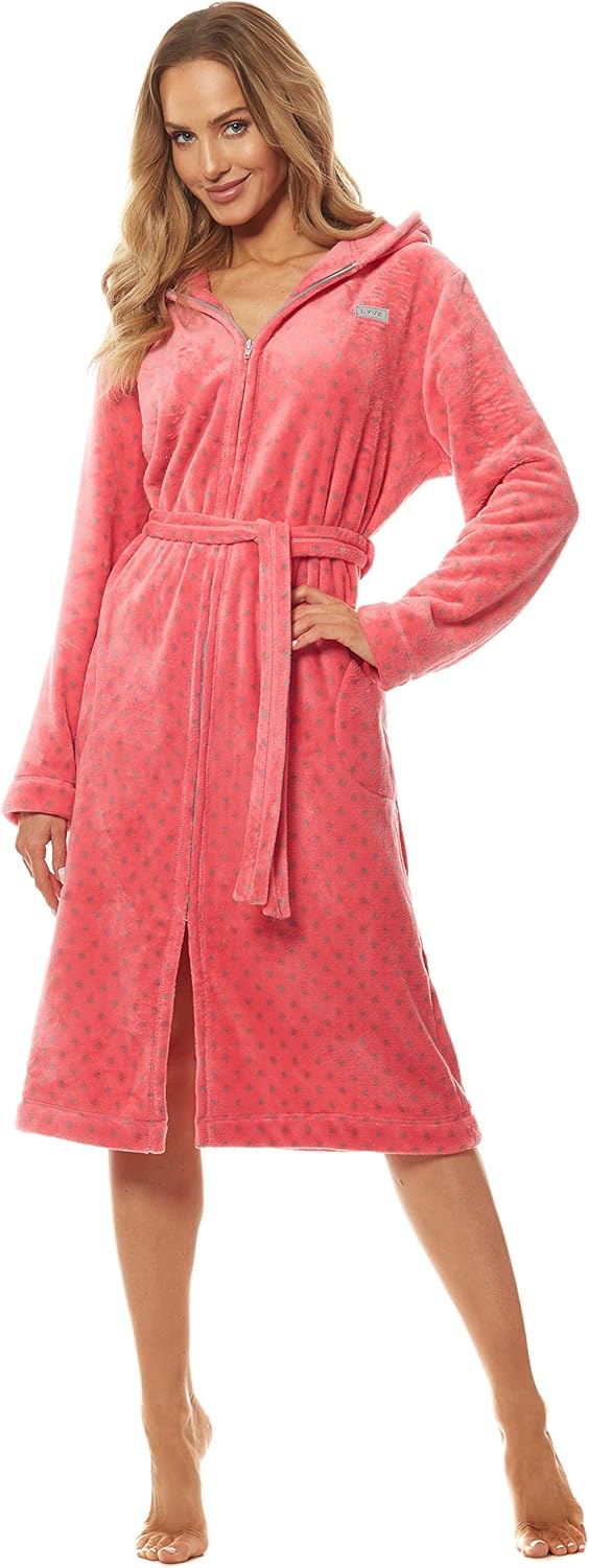 L&L - 9156 Long Luxury Toweling Damen Weicher Langarm Bademantel. Extrem Leicht. Hausmantel mit Reis