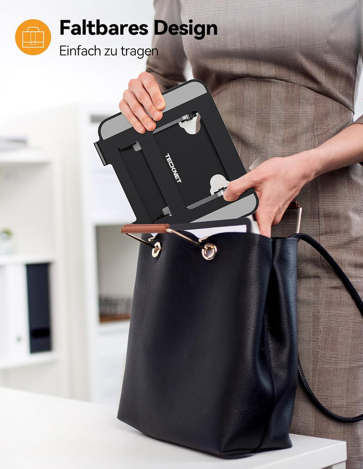 TECKNET Laptop Ständer Höhenverstellbar und Drehbar, Ergonomische Laptop Halterung Schreibtisch, Not