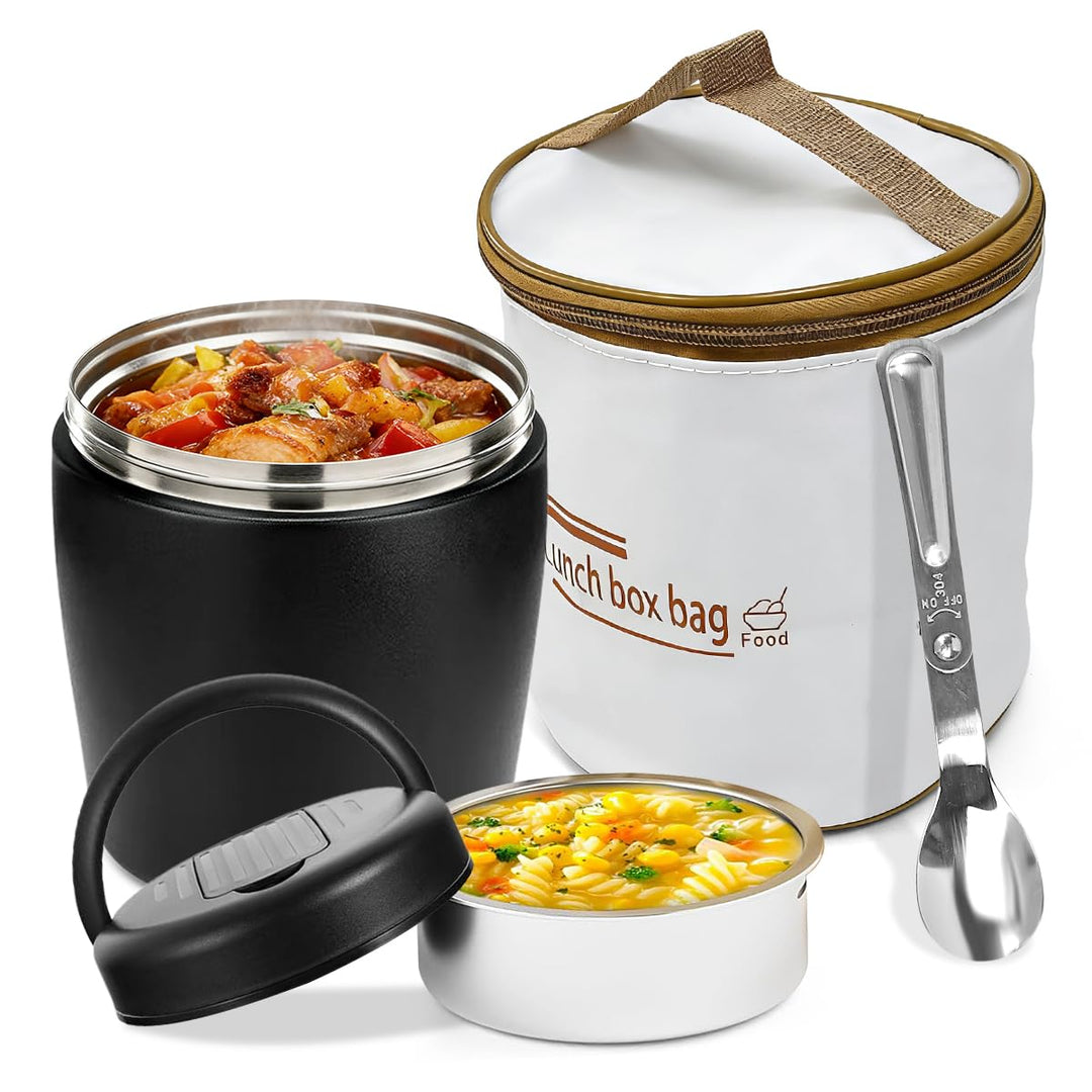 Thermobehälter für Essen 1200ml Warmhaltebehälter Essen to go mit Tasche & Löffel Thermo Speisebehäl