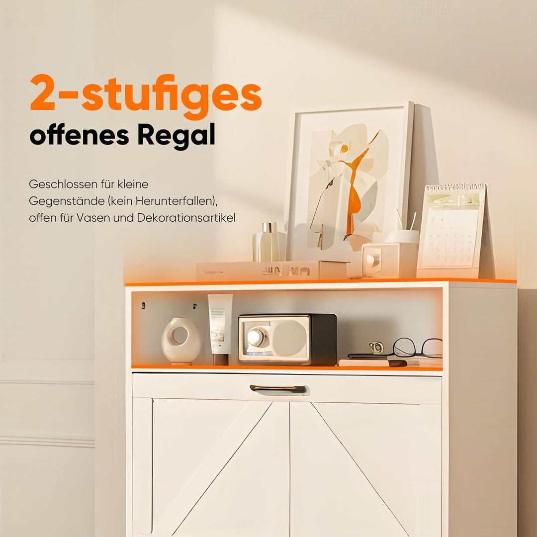 HOKEEPER Schuhschrank 2 Klappen, Schuhkipper, freistehendes schmales Schuhregal, für Eingangsbereich