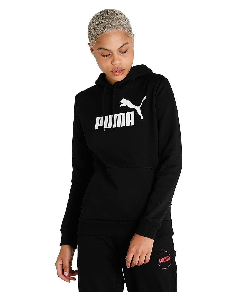 PUMA Damen ESS Logo Hoodie FL Sweatshirt S Puma Schwarz, S Puma Schwarz