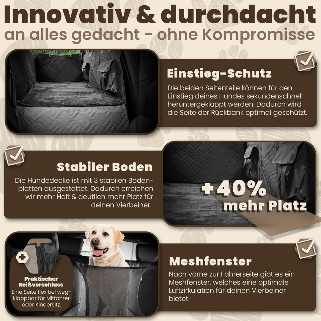 Hundedecke Auto Rückbank – Innovative Autoschondecke mit festem Boden zur Rücksitz-Erweiterung – Uni