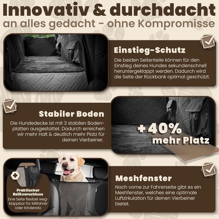 Hundedecke Auto Rückbank – Innovative Autoschondecke mit festem Boden zur Rücksitz-Erweiterung – Uni