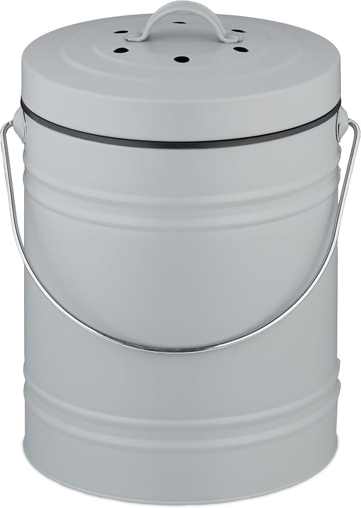 Relaxdays Komposteimer Küche, 5 l, Kleiner Mülleimer, Deckel und Geruchsfilter, Abfalleimer Biomüll,