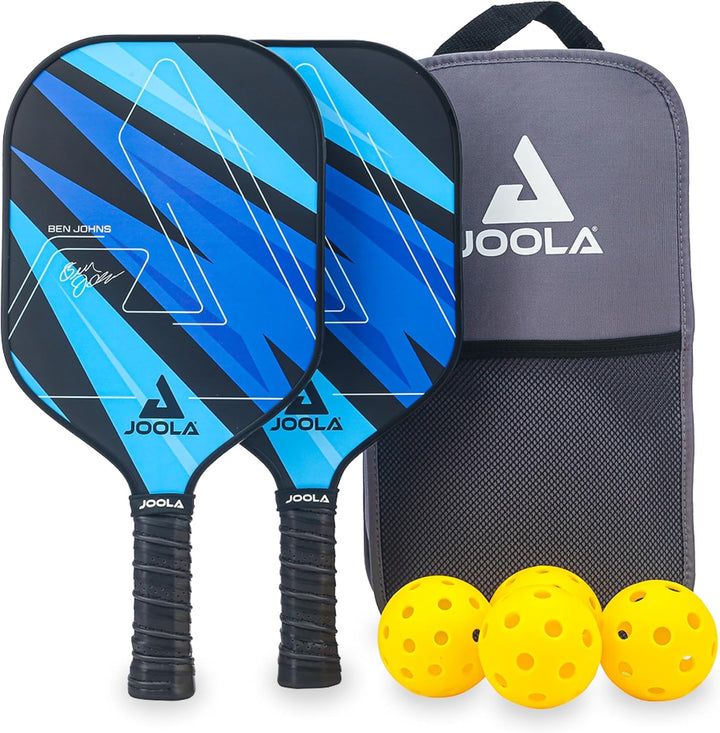 JOOLA Pickleball Set Blue Lightning Inklusive 2 Schläger, 4 Bällen und Tasche, ideal für Freizeitspi