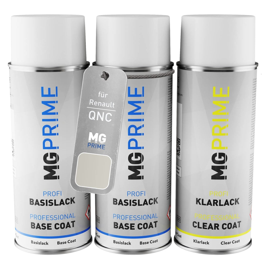 MG PRIME Autolack Sprühdosen Set für Renault QNC Blanc Nacre/Perlmutt-Weiss Perleffekt Grundlack Bas