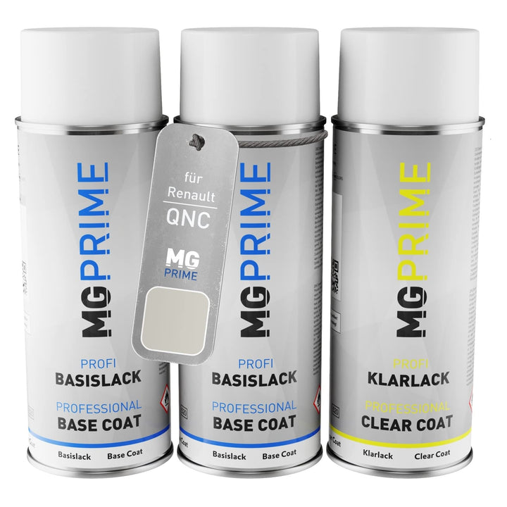 MG PRIME Autolack Sprühdosen Set für Renault QNC Blanc Nacre/Perlmutt-Weiss Perleffekt Grundlack Bas