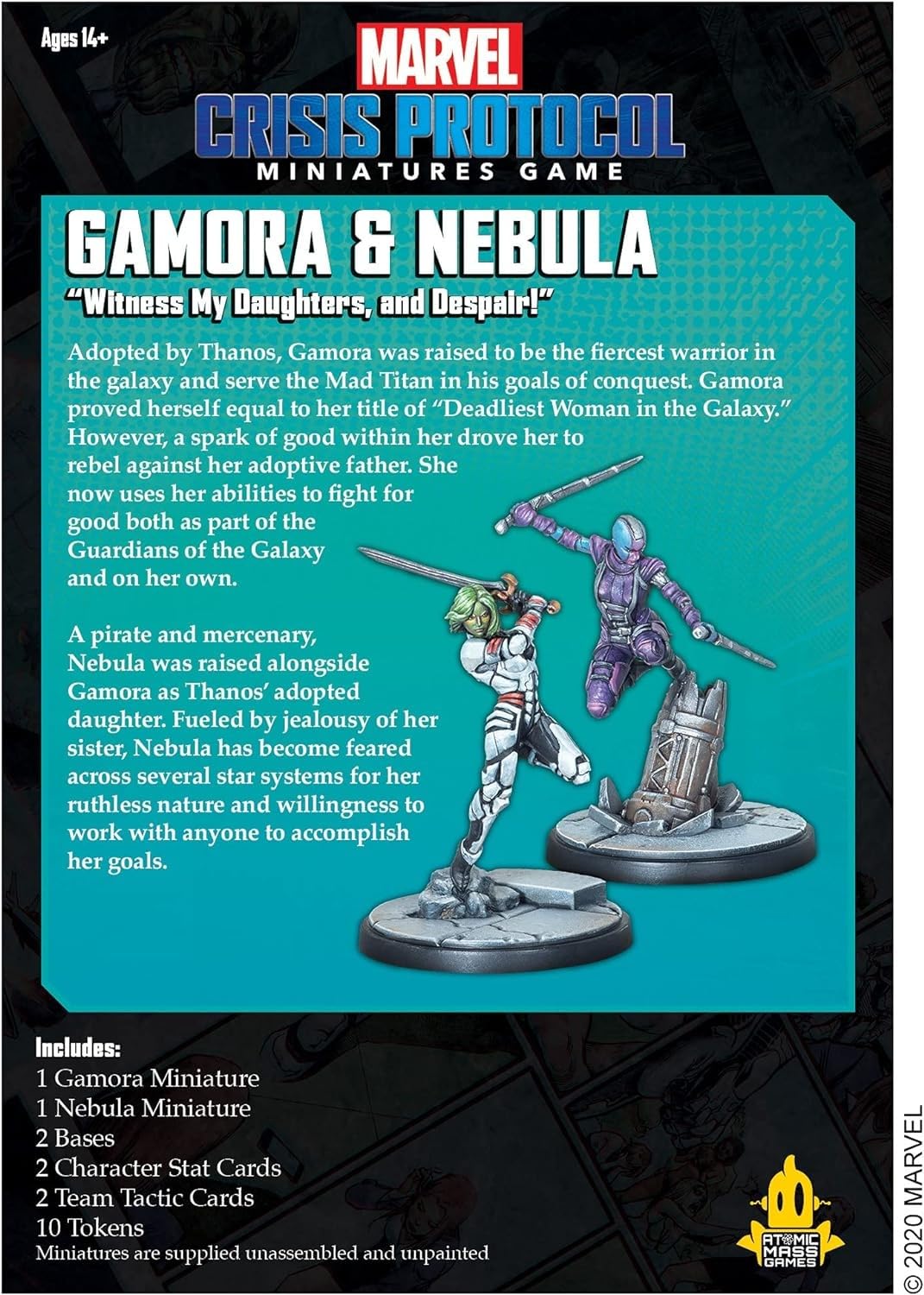 Atomic Mass Games , Marvel Crisis Protocol: Character Pack: Gamora and Nebula, Miniatures Game, Ages