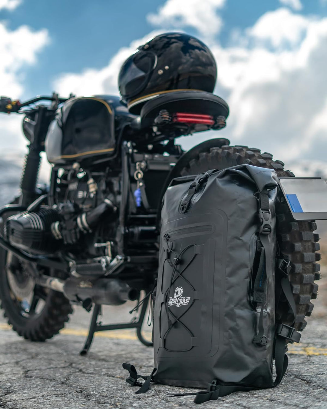 Wasserdicht Motorrad Rucksack 40L Verwendet Werden Rolltop Rucksack mit abnehmbaren Schultergurten P