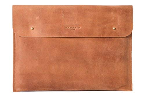 HOLZRICHTER Berlin Laptop 13“ Sleeve - Premium Hülle aus Leder – Ledertasche für Notebook Apple MacB