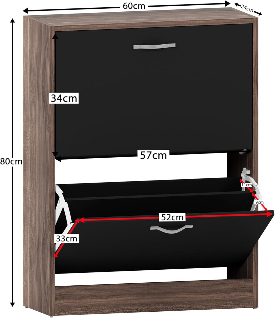 Vida Designs Schubladenboxen, Holz, Walnuss, Schwarz, Standard, Walnuss, Schwarz