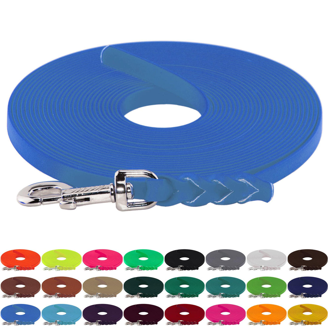 LENNIE BioThane Schleppleine, 9mm, Hunde 5-15kg, 1m lang, ohne Handschlaufe, Azurblau, geflochten 1