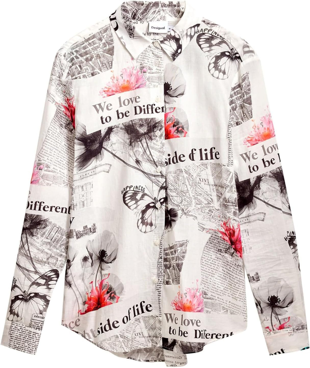 Desigual Damen Gewebtes Damenhemd, Langärmelig Shirt (1er Pack) M Weiss, M Weiß