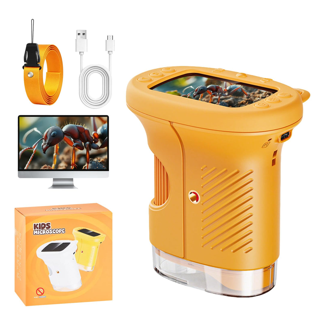 Handmikroskop für Kinder - 1080P HD 2.0" Bildschirm Mikroskop, Mini Tragbare Digitales Mikroskop mit