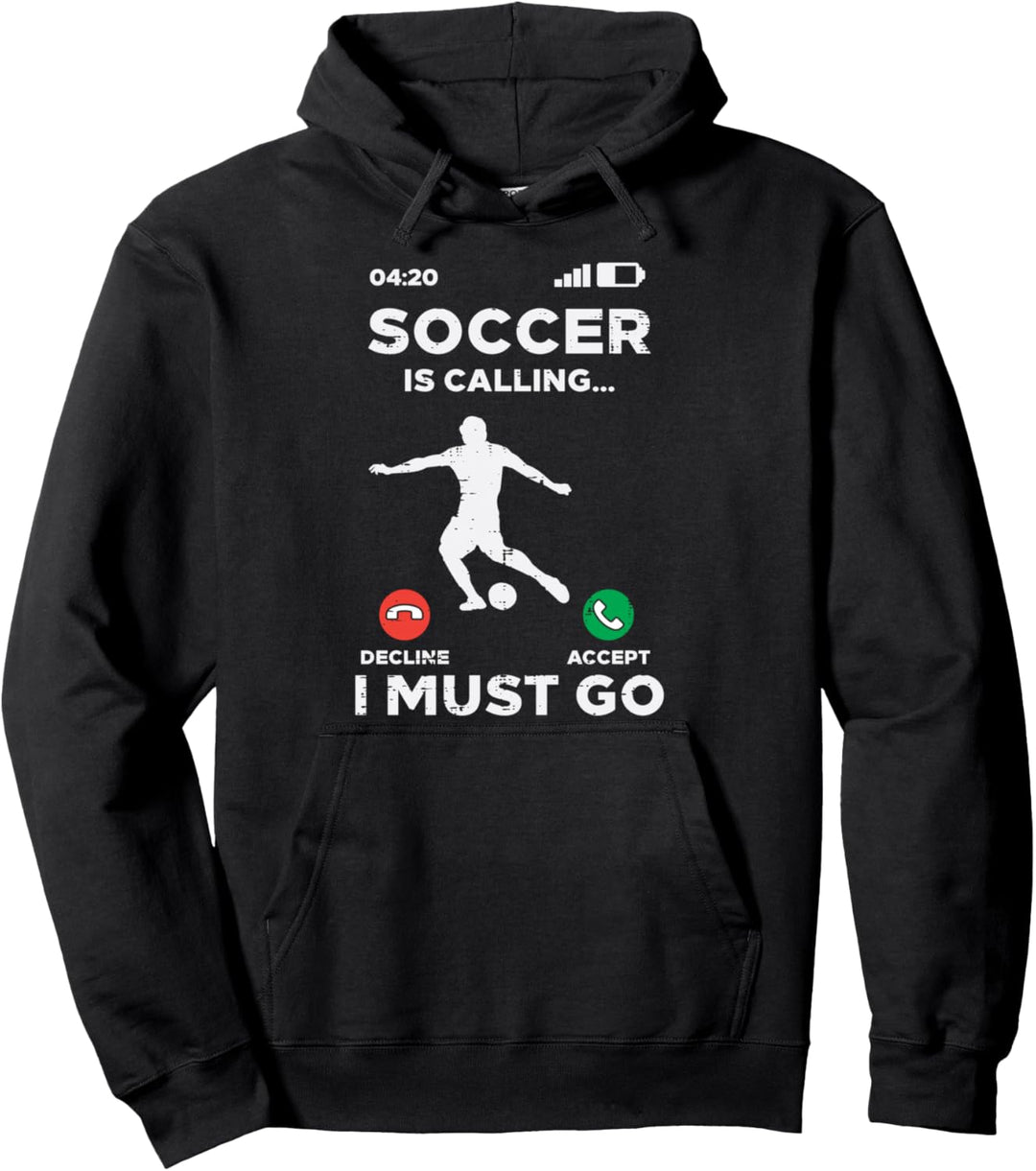 Soccer Calling I Must Go Lustiger Fussballtrainer Herren Damen Kinder Pullover Hoodie