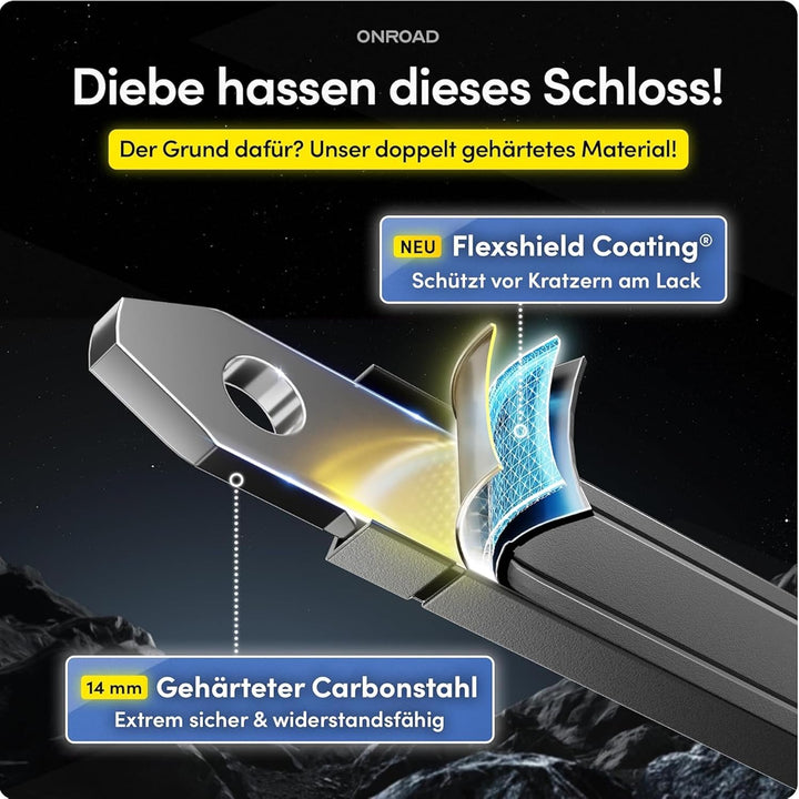 Faltschloss Fahrrad Onlock Ultra 120cm diebstahlsicher – Fahrradschloss hohe Sicherheit - Robustes &