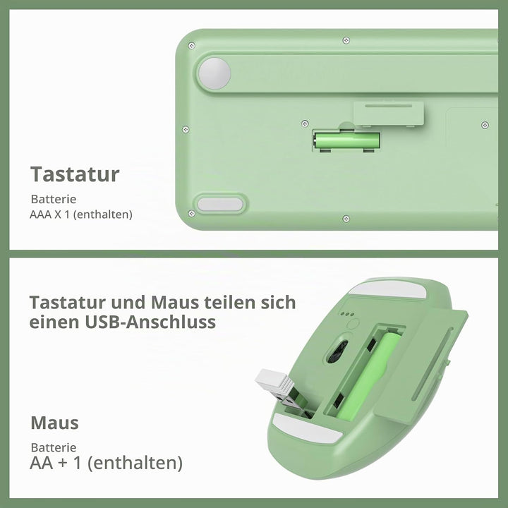 SOLIDEE Buntes kabellose Tastatur und Maus-Kombination,2.4GHz Retro Schreibmaschine,104 Tasten in vo