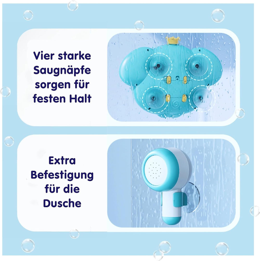 SPITZER TOYS Schaum-Elefant mit Babydusche, Badespielzeug mit Seifenblasen &amp; Musik, Badewannenspielz