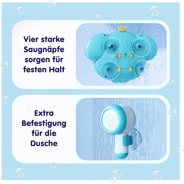 SPITZER TOYS Schaum-Elefant mit Babydusche, Badespielzeug mit Seifenblasen &amp; Musik, Badewannenspielz