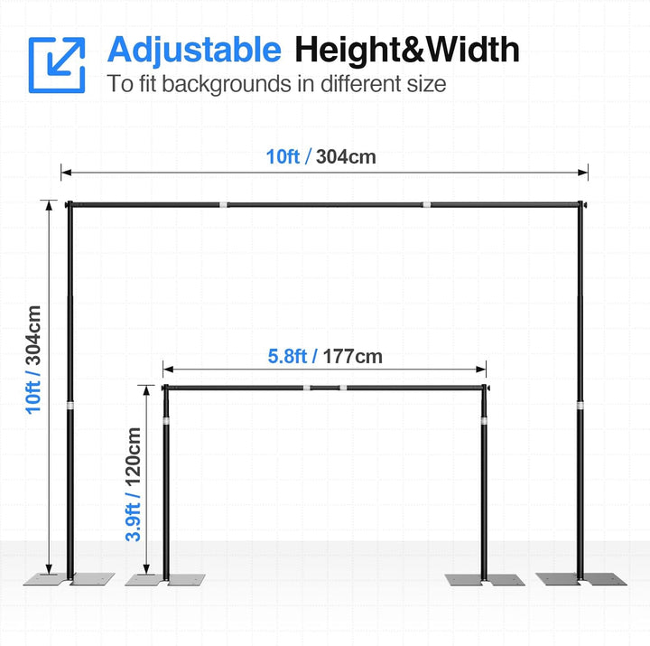 EMART Foto Hintergrund Ständer 3 x 3 m, Heavy Duty Fotohintergrund Ständer mit Metallstahlbasis, Ver