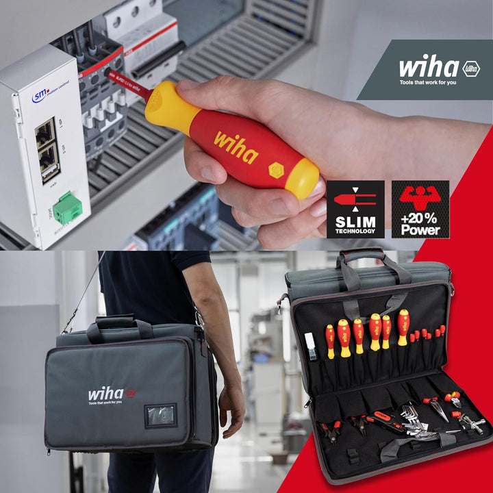 Wiha Werkzeug Set Service-Techniker 30-tlg. inkl. Tasche I Werkzeugsatz für Elektriker I VDE (43879)
