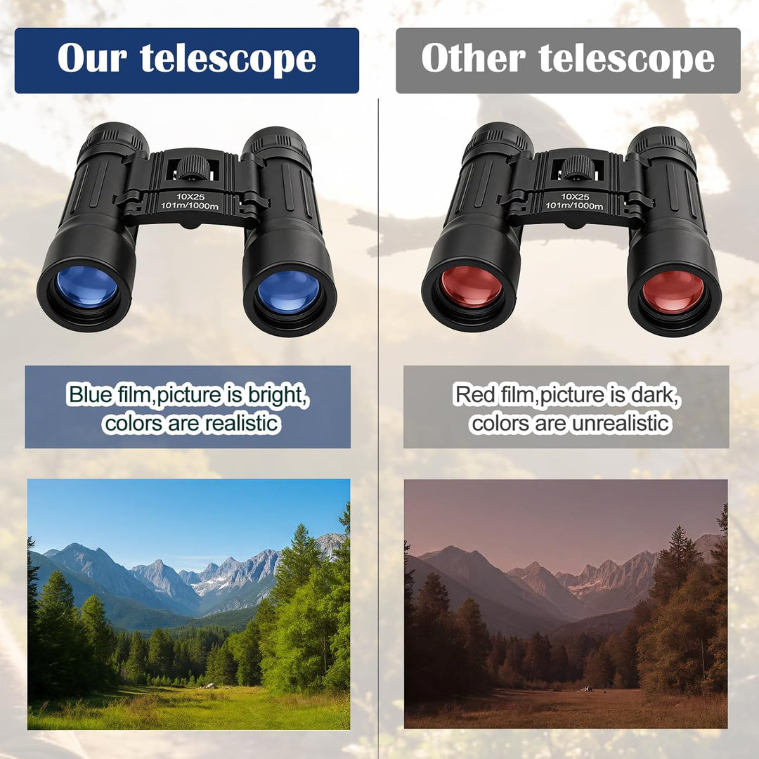 Fernglas für Erwachsene Kompakte 10x25 Leicht Handlich Bak-4-Prisma Fmc-Objektiv Rutschfestem Griff