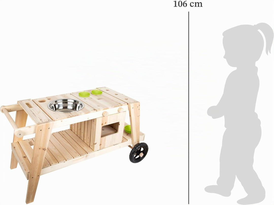 small foot Matschküche aus massivem und witterungsbeständigem Holz für Kinder ab 3, Outdoorküche mit