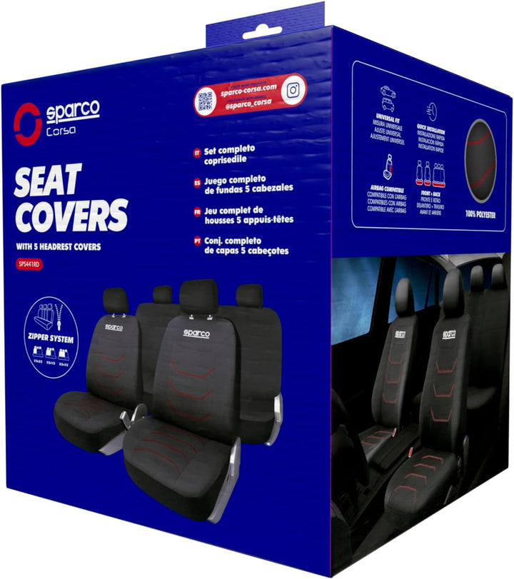 Sparco Corsa Abdeckungssatz Schwarz/Rot
