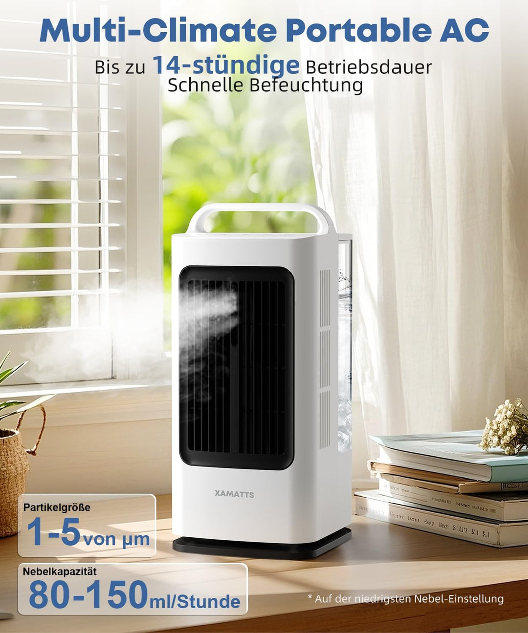 Klimaanlage Mobil, 3-in-1 Mobile Klimaanlage, Ventilator mit Wasserkühlung 1700ml Wassertank, Air Co