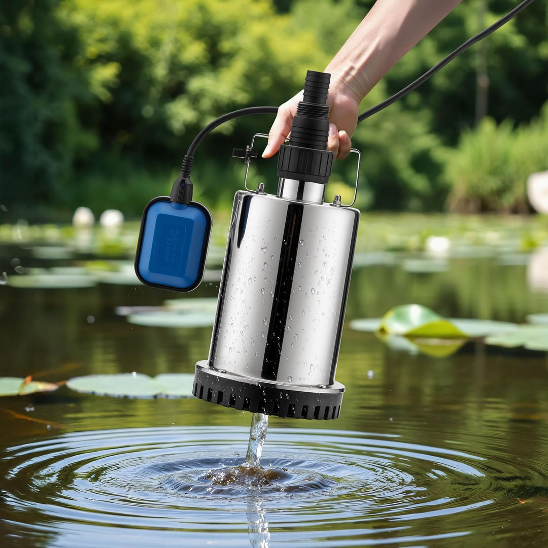 XPOtool Tauchpumpe bis 7500l/h, max. Förderhöhe 6,5m, Schmutzwasserpumpe 400W, Fremdkörper bis 5mm