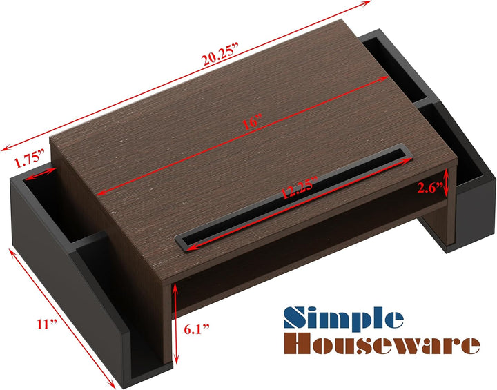 Simple Houseware Schreibtisch-Monitorständererhöhung mit Verstellbarer Organizer-Ablage, Espresso, E