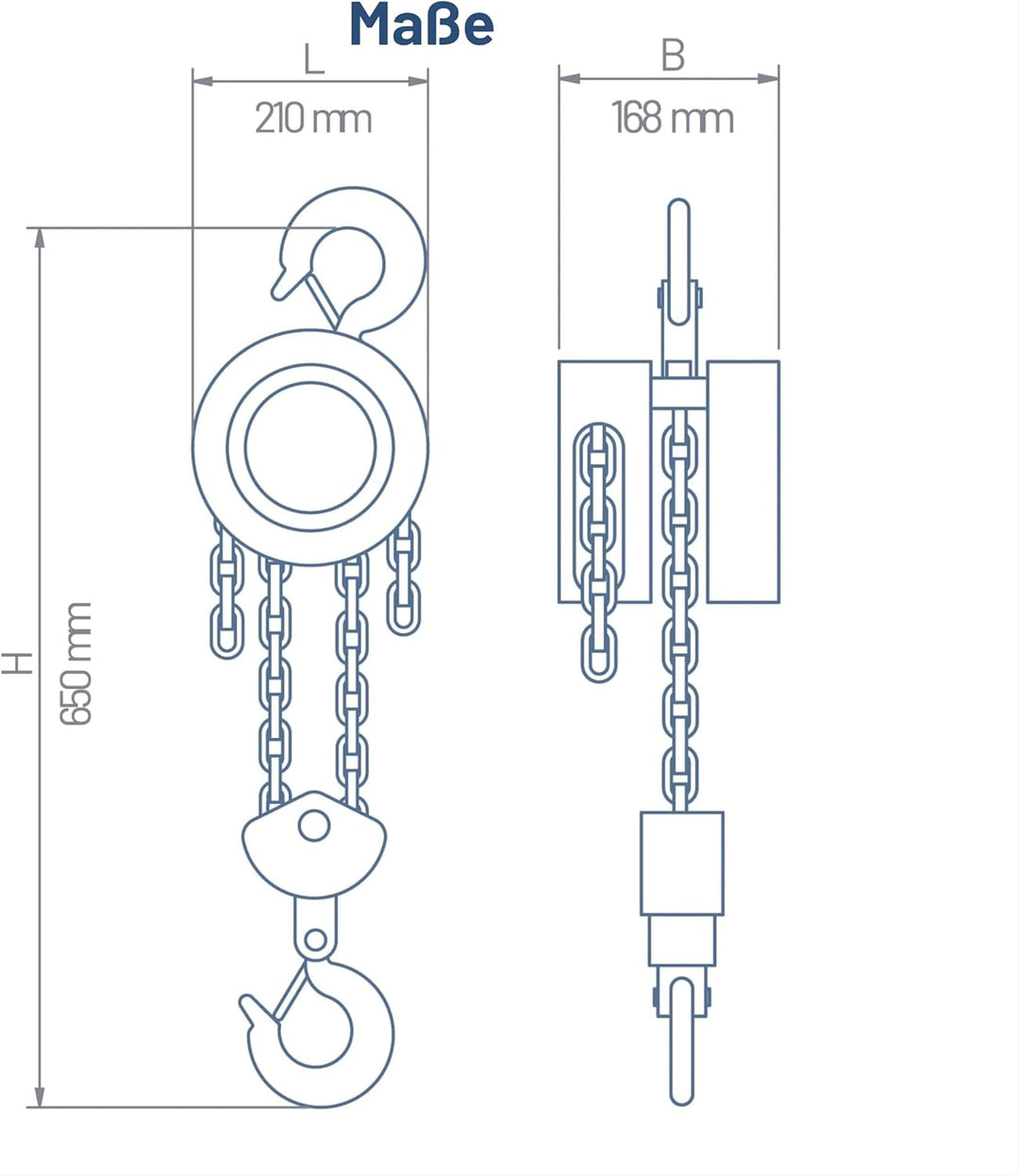 Pallit Flaschenzug 5000 kg Tragkraft CHAIN-L Kettenzug mit 2,5 m langer Stahlkette Robuster Seilzug