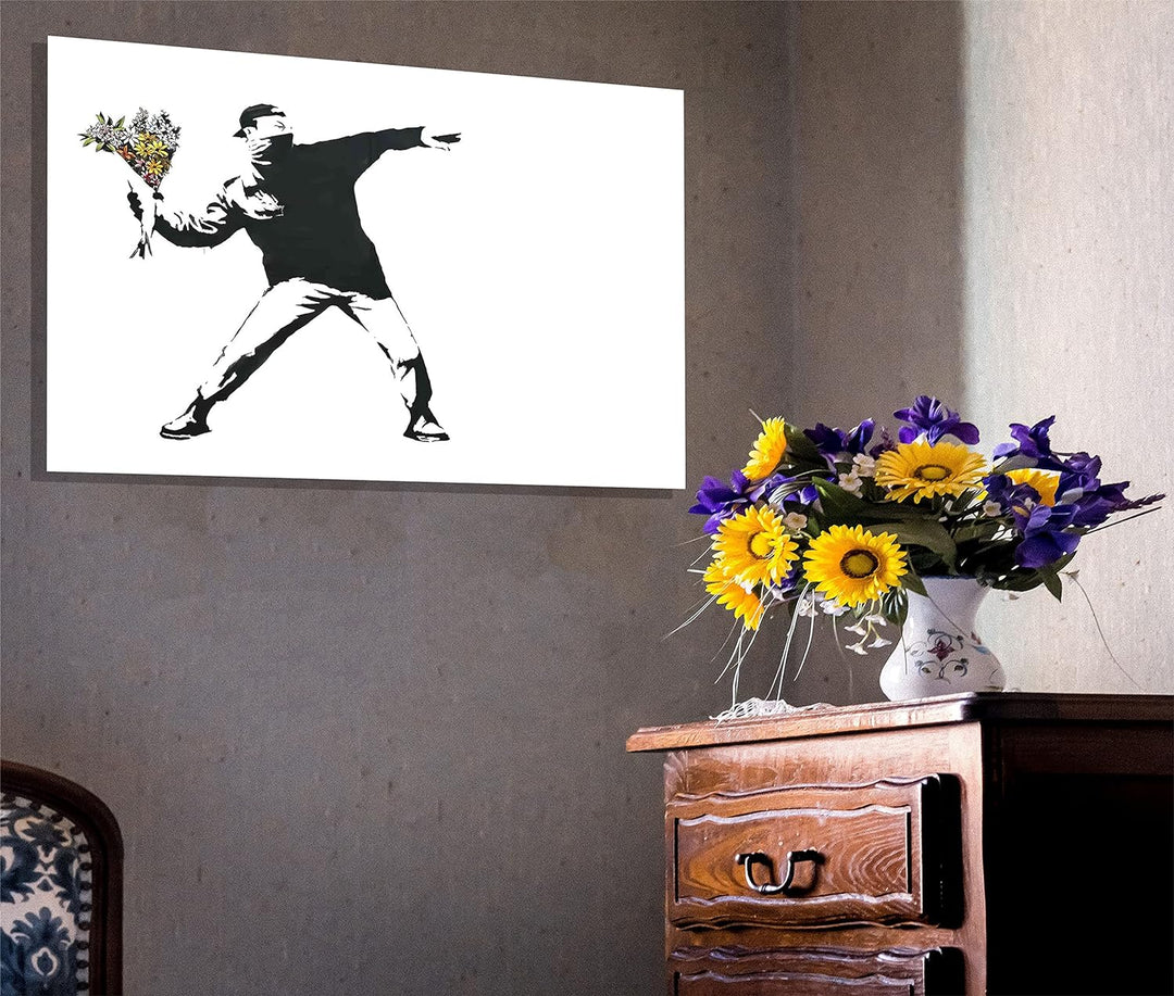 Banksy Leinwanddruck, Motiv: Blumenwerfer, 86 x 61 cm, A1