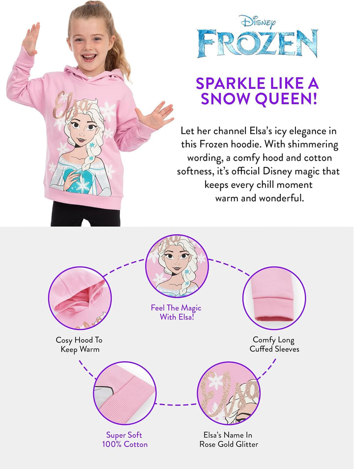 Disney Hoodie Kinder Frozen, ELSA Pullover Mädchen, Kapuzenpullover Kinder Eisprinzessin, ELSA Die E