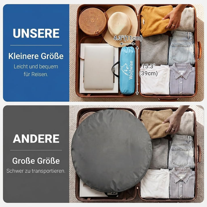 Wolfwise Strandmuschel UV Schutz, 3 Belüftungsfenster & Tragetasche, Strand Zelt mit erweiterbarem B