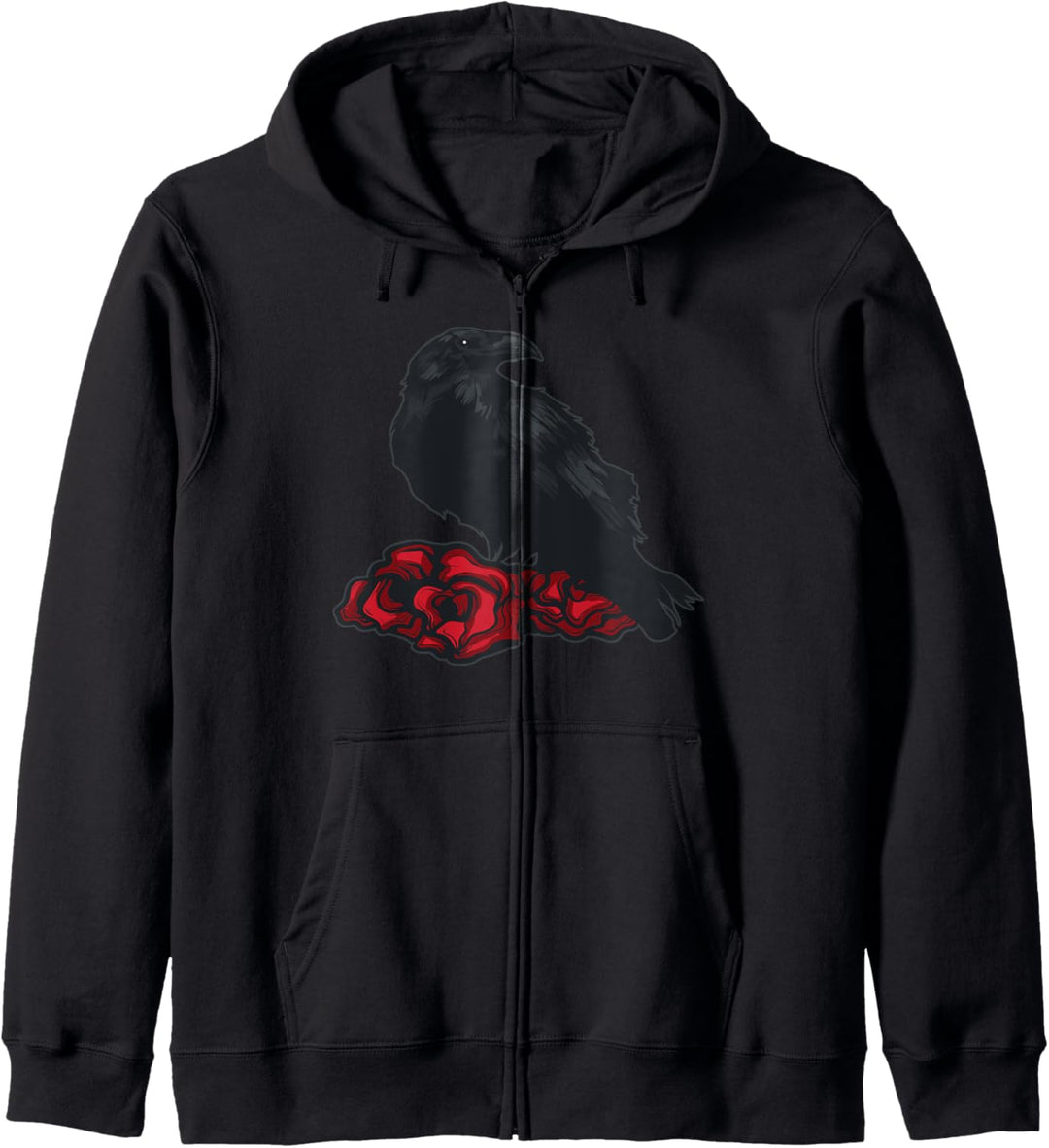Rose und schwarze Krähe Geschenk Wikinger Rabe Kapuzenjacke