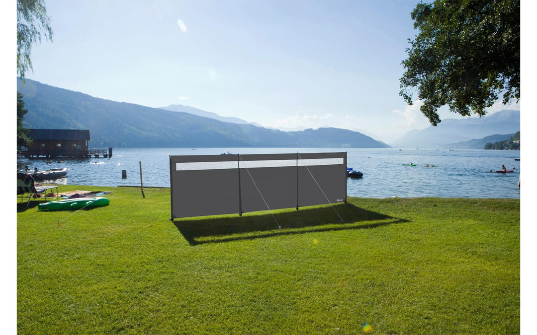 BERGER Windschutz Ventana 460 x 130 cm - Sichtschutz für Strand, Camping und Garten in Grau-Schwarz