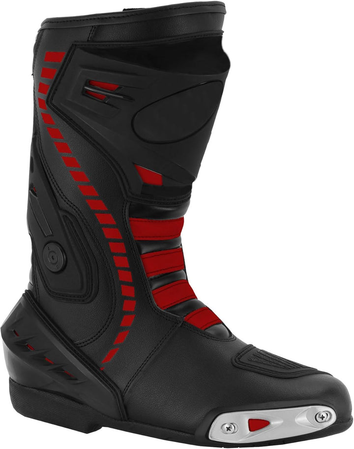 Vaster Moto Motorradschuhe für Herren, Rennstiefel aus Leder, wasserdicht, knöchellang, rutschfeste