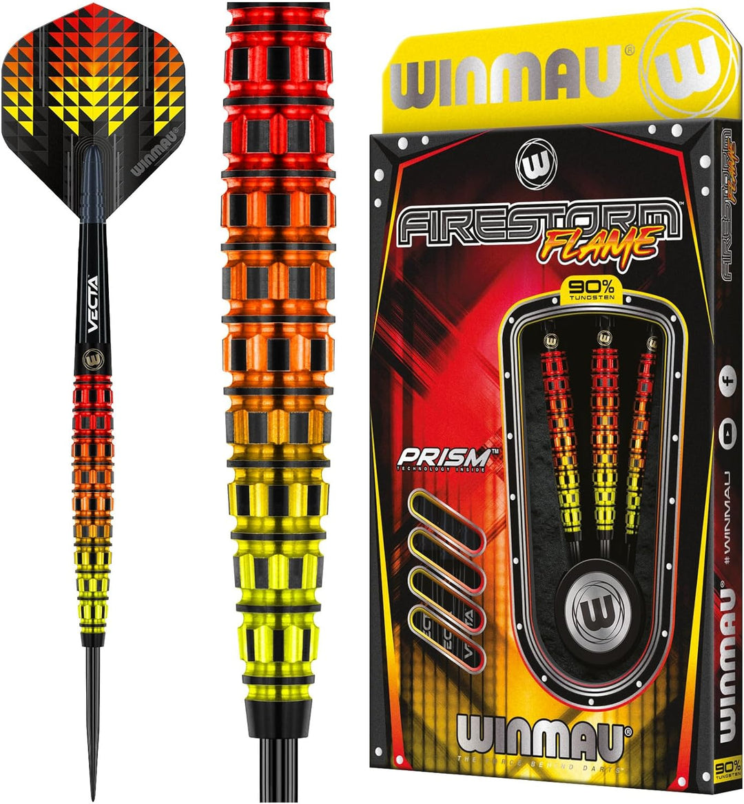 WINMAU Firestorm Flame Professionelles Wolfram-Dart-Set mit Flights und Schäften (Shafts) 23 g Konis