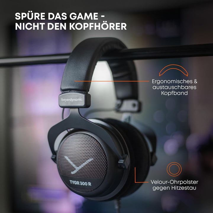 beyerdynamic TYGR 300 R Kopfhörer, offener Gaming-Kopfhörer, kabelgebunden, schwarz, geeignet für PS
