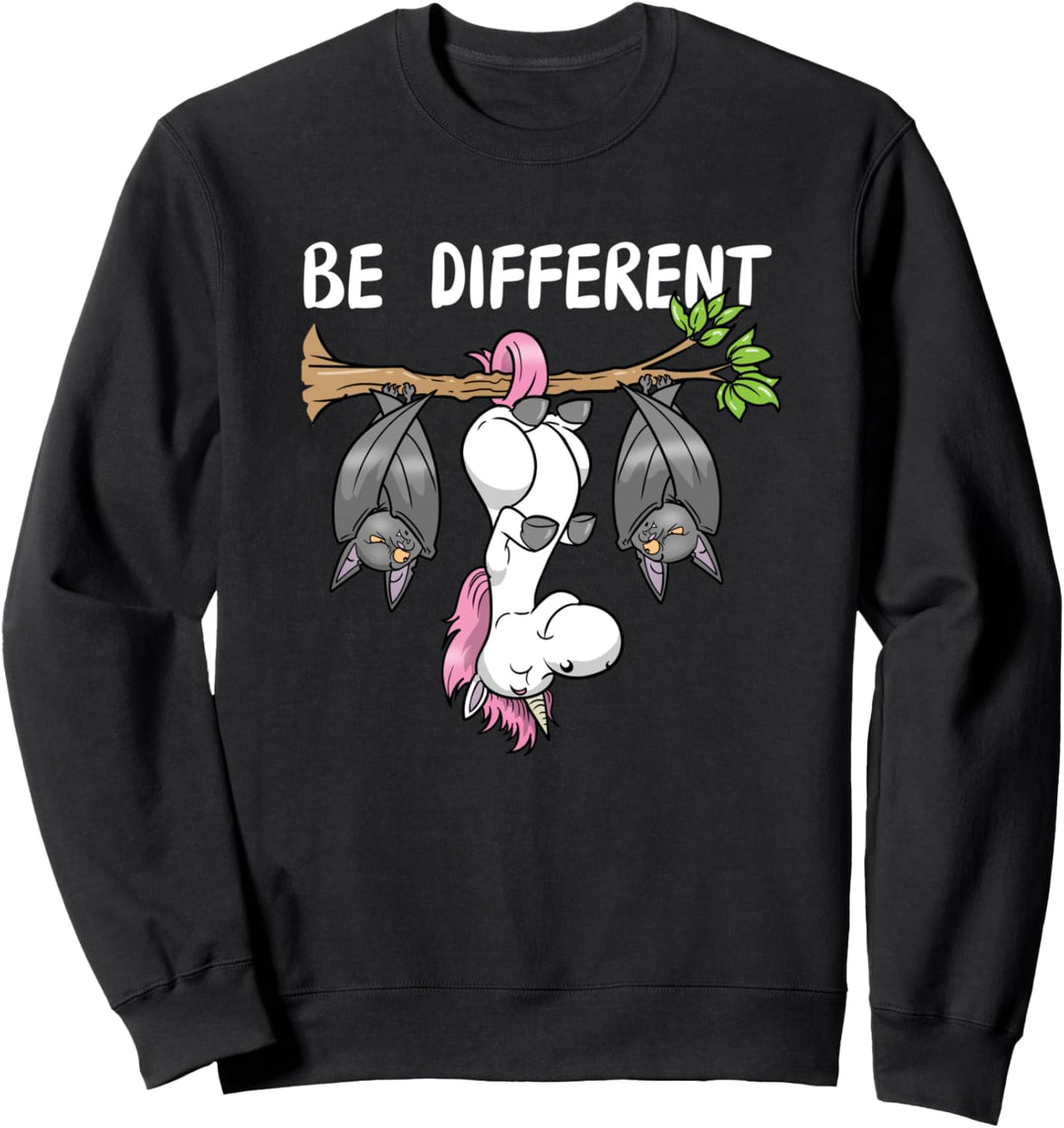 Einhorn Fledermaus Märchen Be Different Sweatshirt