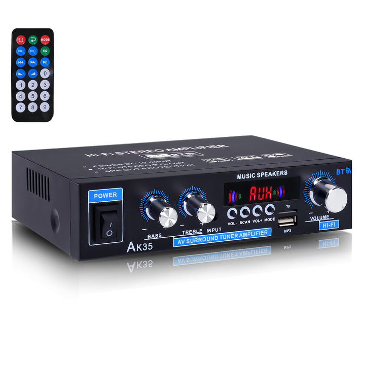 AK35 Stereo-Audio-Verstärker, 200 W, 2 Kanäle, kabellos, Bluetooth 5.0, Endstufe, Heimverstärker, FM