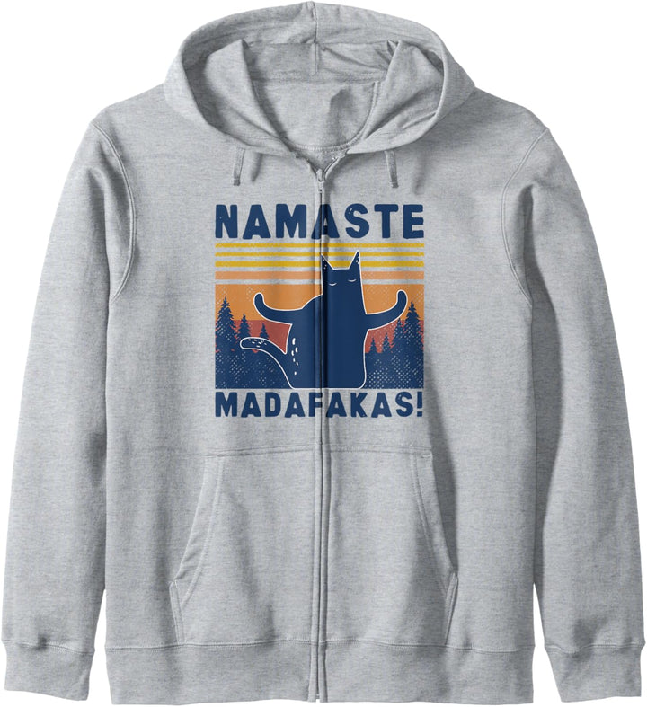 Namaste Madafakas Pew Pew Yoga Namaste Katze Cat Vintage Kapuzenjacke