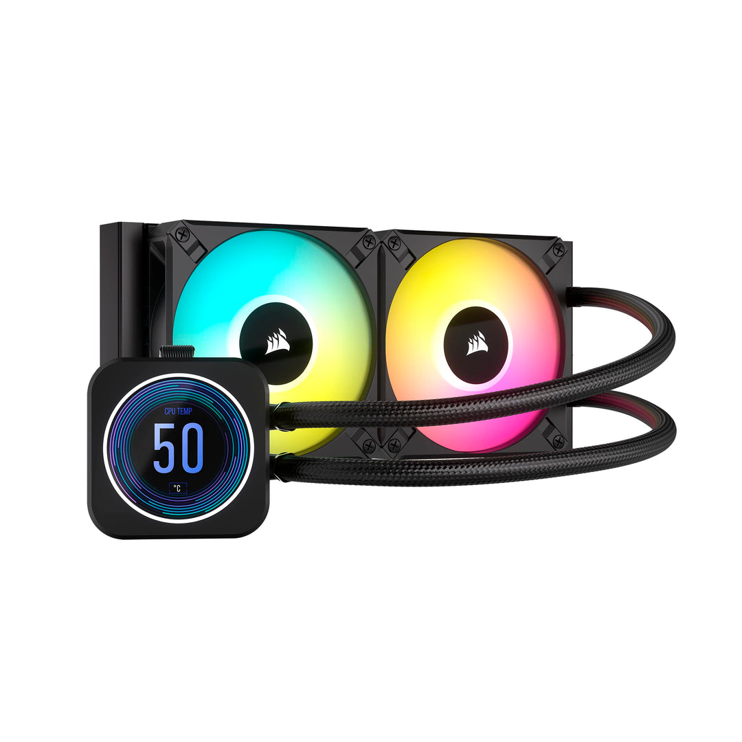 Corsair iCUE H100i Elite LCD XT Flüssig-CPU-Kühler - IPS-LCD-Bildschirm - Zwei AF120 RGB Elite-Lüfte