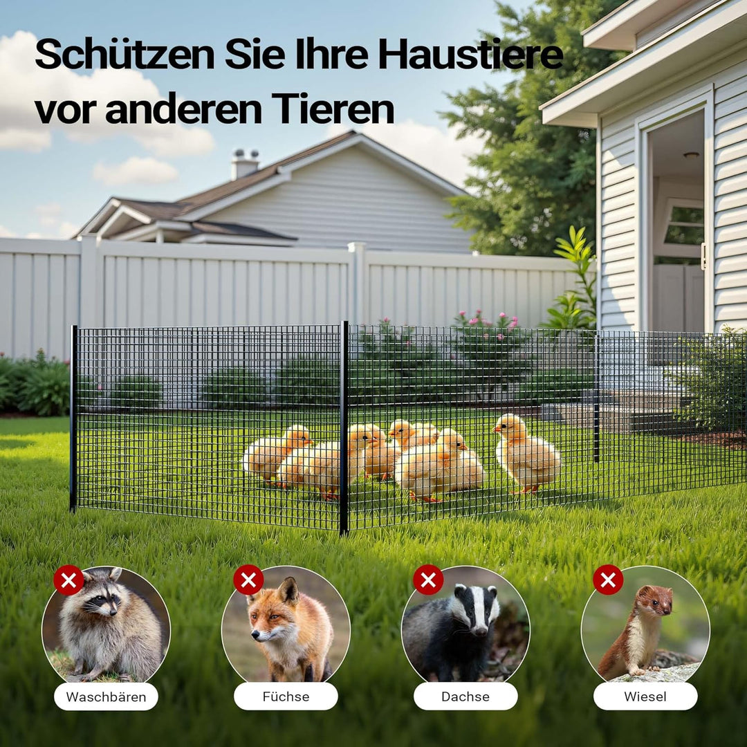 Wiltec Maschendrahtzaun Schwarz 1x5 m 100 cm Höhe 1,42 mm Stärke 25x25 mm Maschengrösse, Volierendra