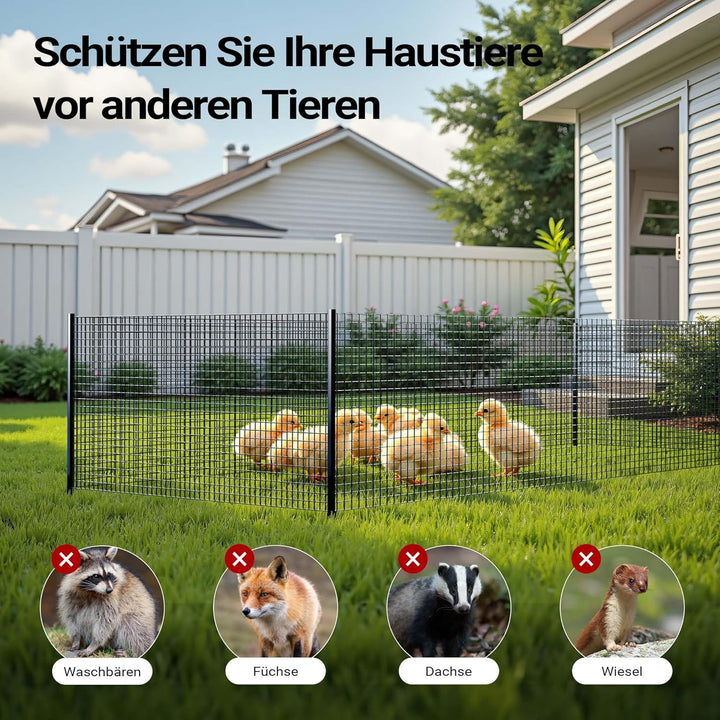 Wiltec Maschendrahtzaun Schwarz 1x5 m 100 cm Höhe 1,42 mm Stärke 25x25 mm Maschengrösse, Volierendra