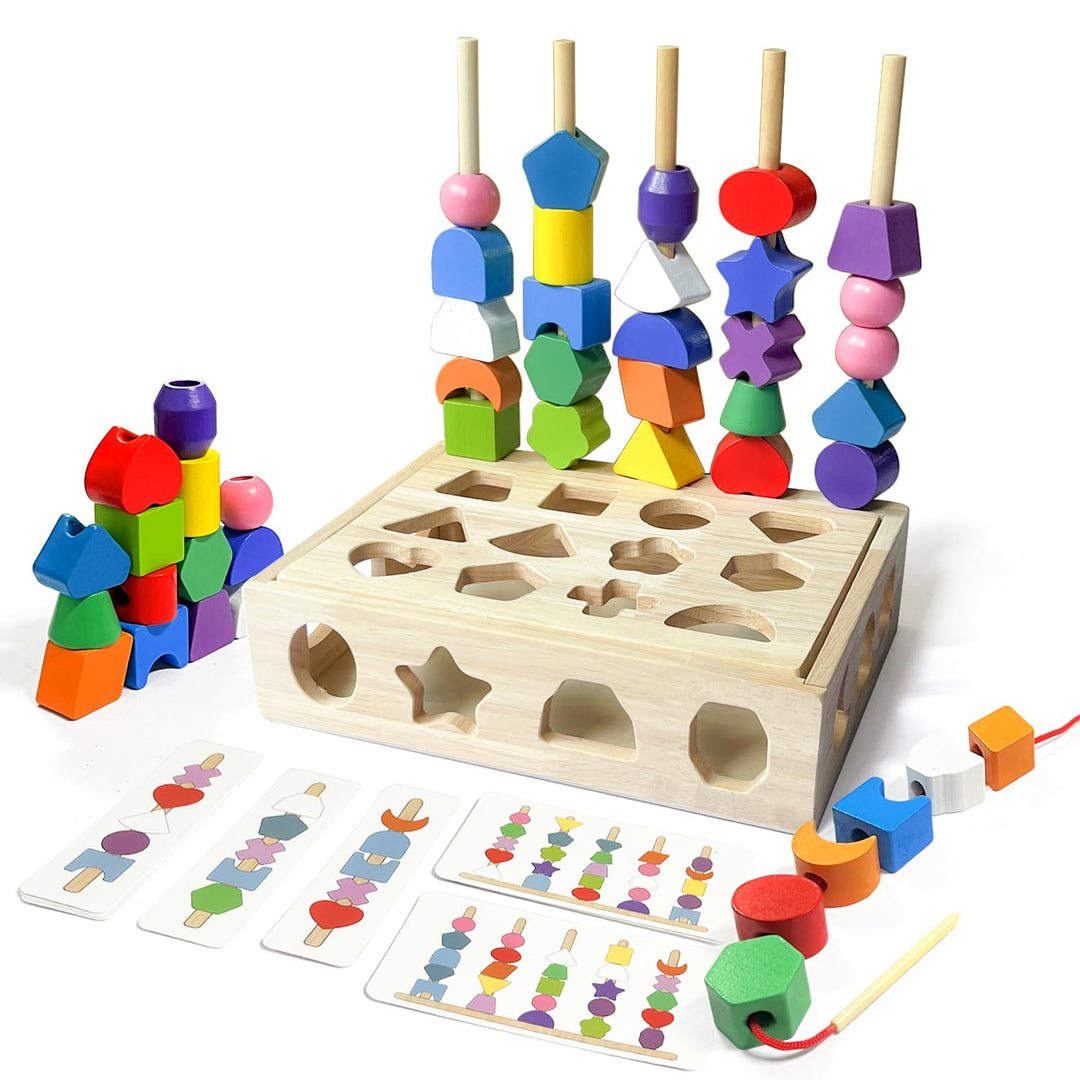 Steckspiel Holz, Montessori Spielzeug Sortierspiel für Kinder, Holz Stapelspiel Feinmotorik Motoriks