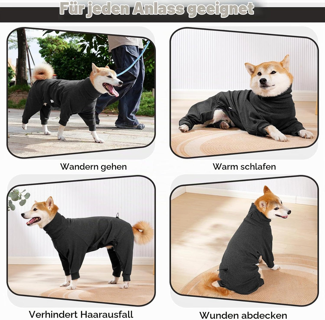 Dotoner Fleece Hundepullover Wintermantel Hundemantel Grosse Hunde Fleecejacke mit Beinen Hundebadem