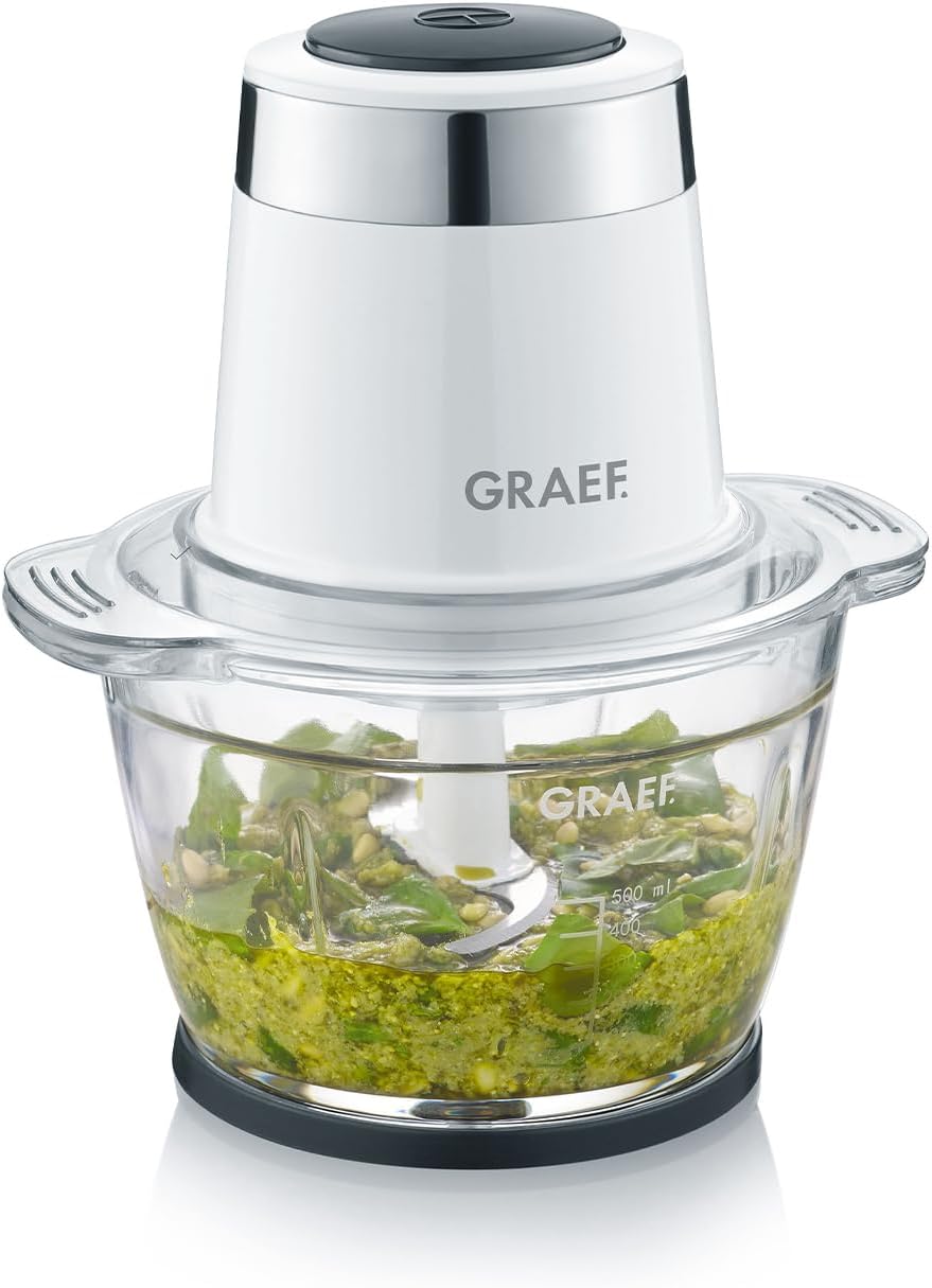 GRAEF Multi-Zerkleinerer CH501 Weiss Ideal zum Hacken, Schneiden und Mixen von Obst, Gemüse – Multi-